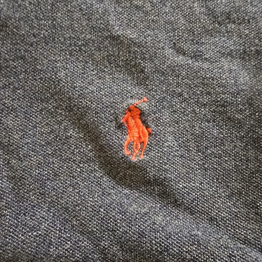 POLO RALPH LAUREN Long Sleeve Polo Mens M Olive Green Cotton‎ Pique Orange Pony